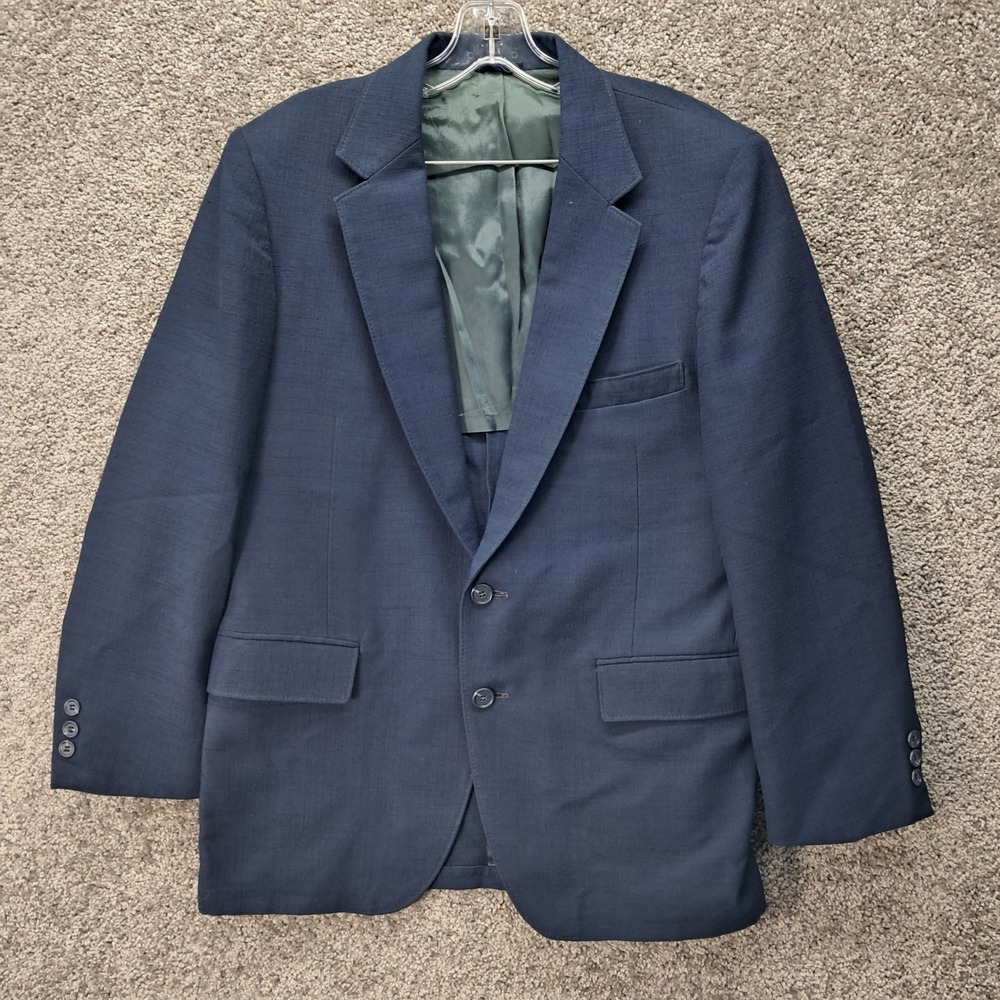 Century Club Sears Roebuck Navy Blue Vintage Two Button Blazer Sport Coat Mens